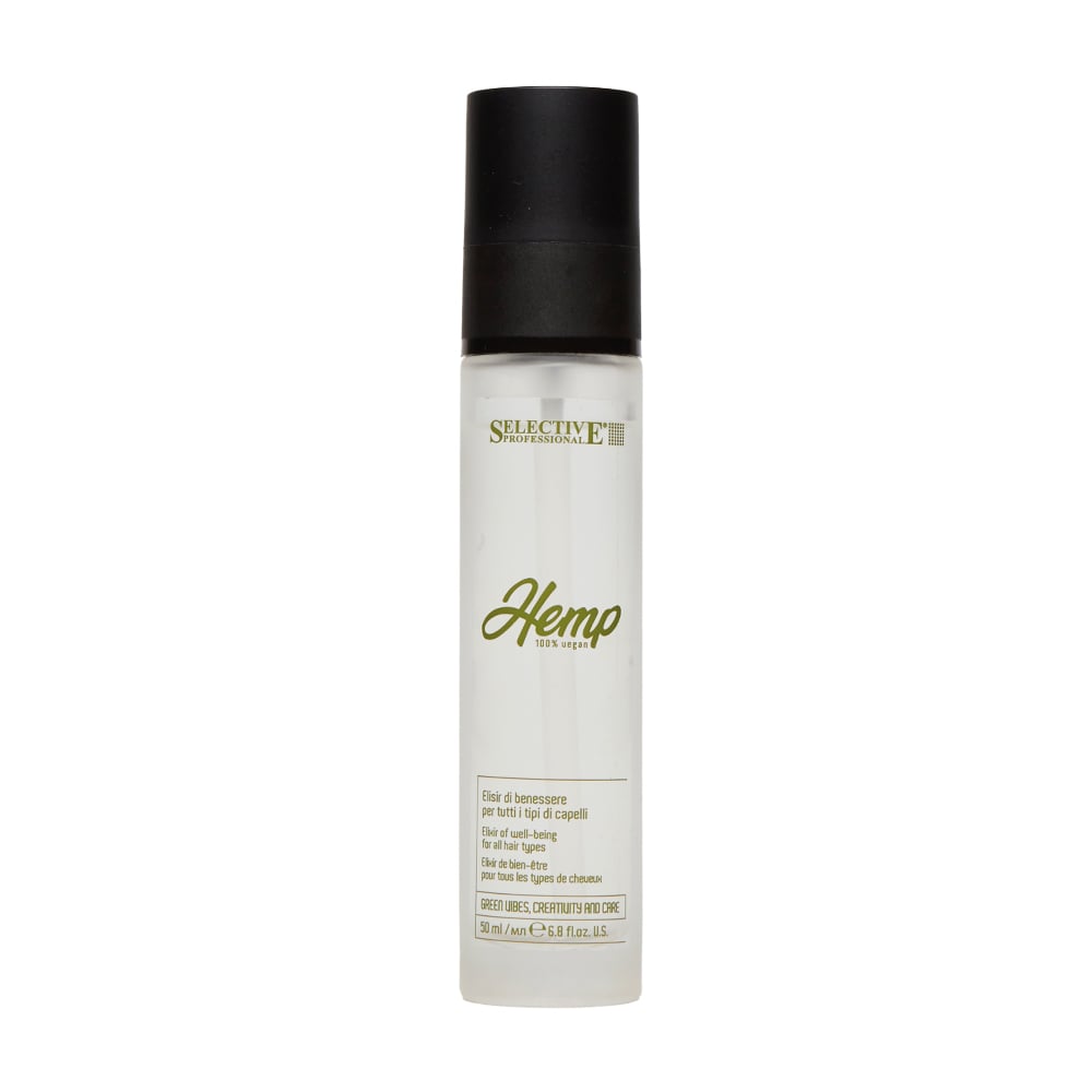 Оздоровлювальний еліксир Selective Professional Hemp Elixir для всіх типів волосся, з екстрактом олії насіння коноплі, 50 мл